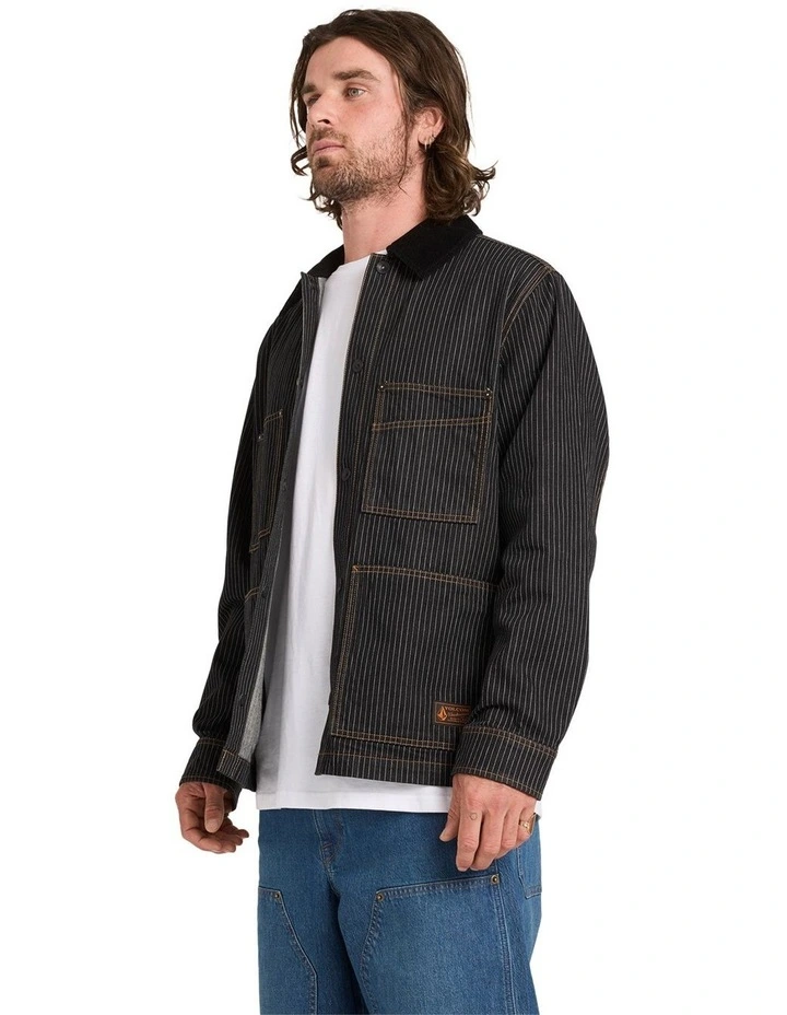 Work Dialed Coach Jacket in Black Stripe image 3