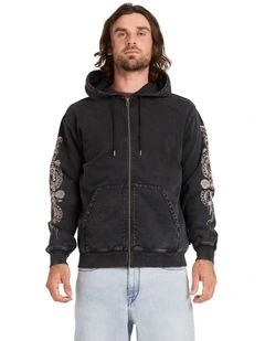 Die By The Stone Zip Up Hoodie in Light Acid Black