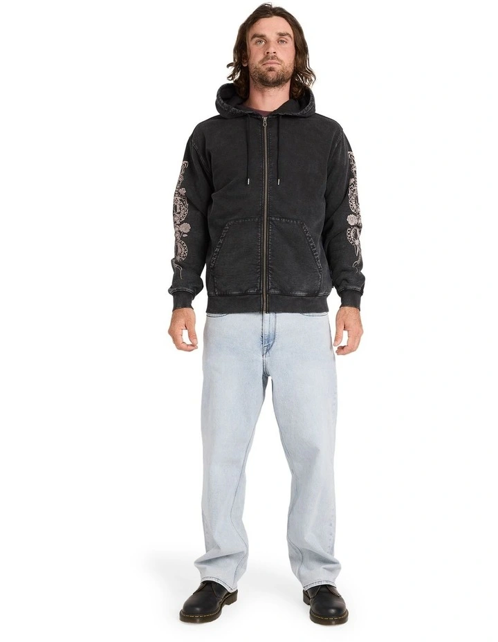 Die By The Stone Zip Up Hoodie in Light Acid Black image 5