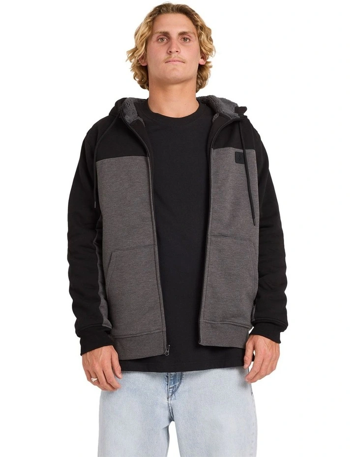 Division Lined Zip Up Hoodie in Charcoal Heather image 1