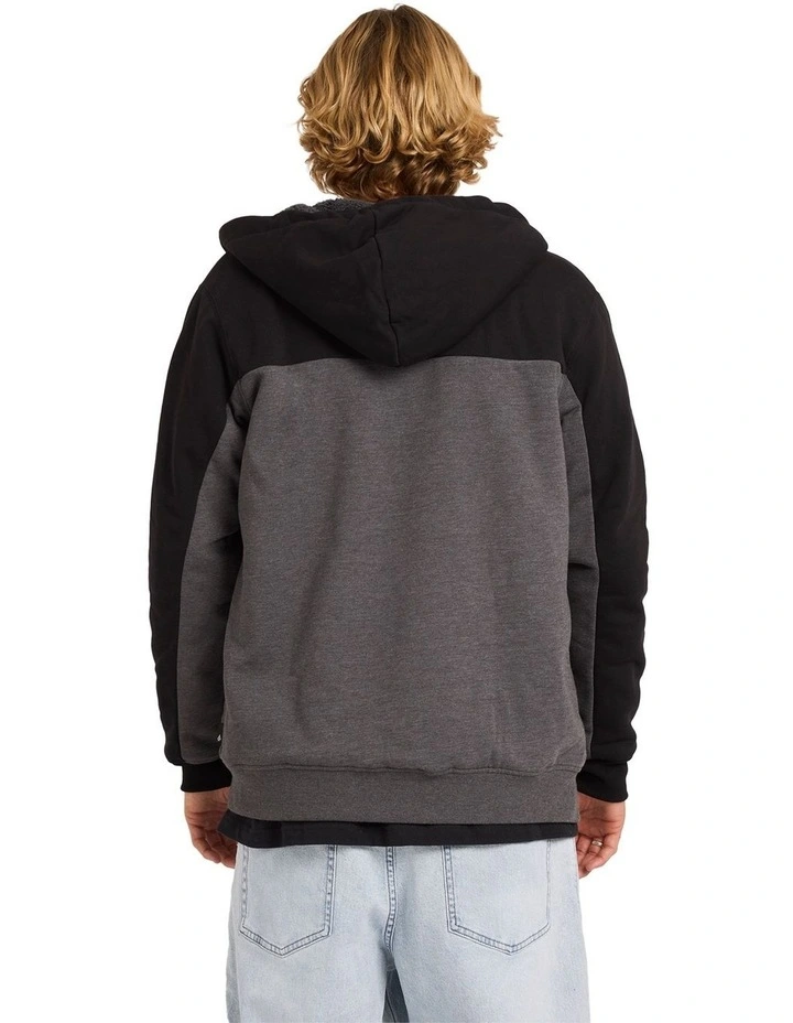 Division Lined Zip Up Hoodie in Charcoal Heather image 2