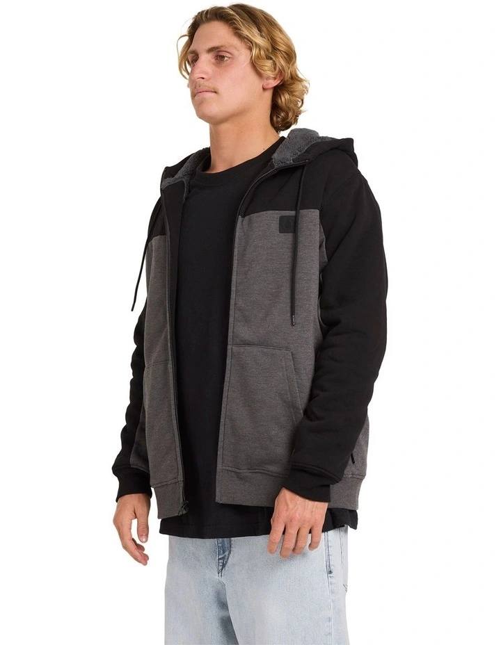 Division Lined Zip Up Hoodie in Charcoal Heather image 3