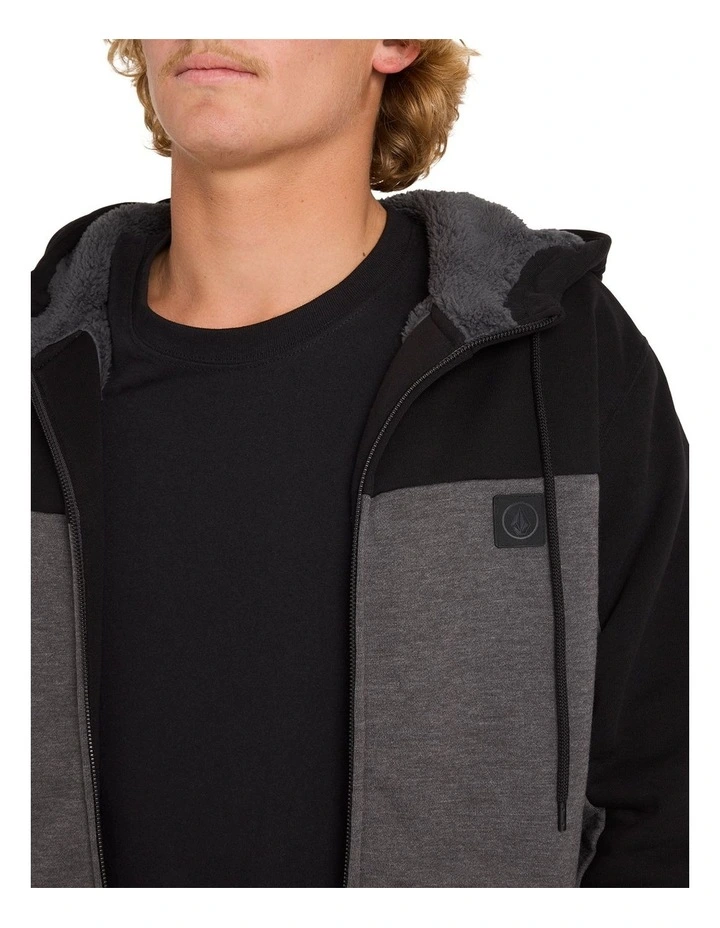 Division Lined Zip Up Hoodie in Charcoal Heather image 4