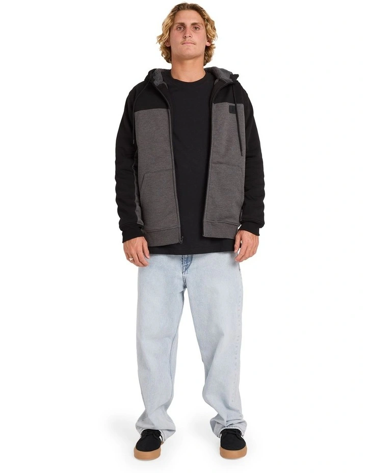 Division Lined Zip Up Hoodie in Charcoal Heather image 5