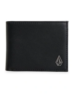 Slim Stone Leather Wallet in Black