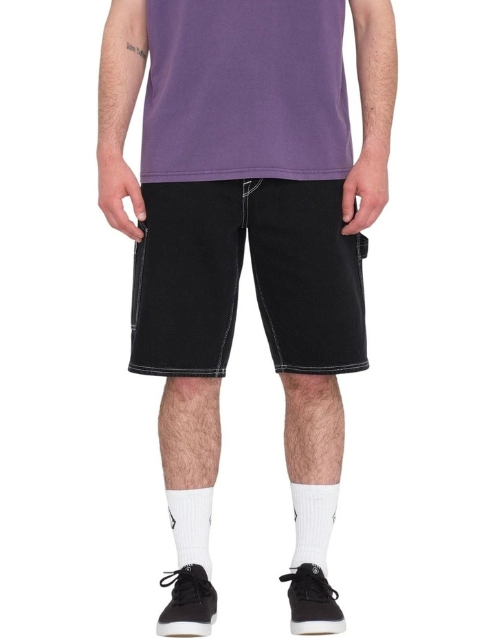 Labored Denim Utility Denim Short in Black image 1