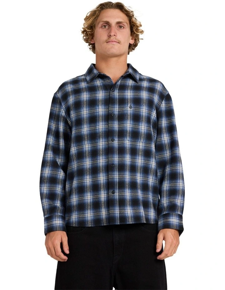 Psycho Flannel Long Sleeve T-Shirt in Light Navy image 1