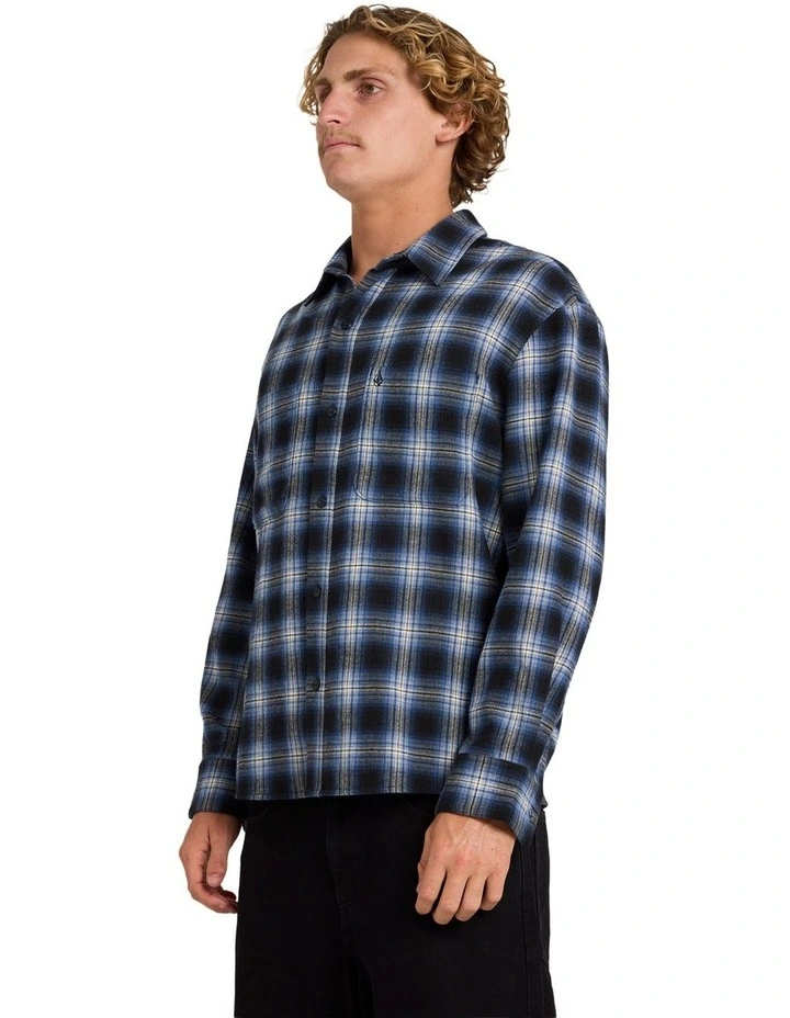 Psycho Flannel Long Sleeve T-Shirt in Light Navy image 3