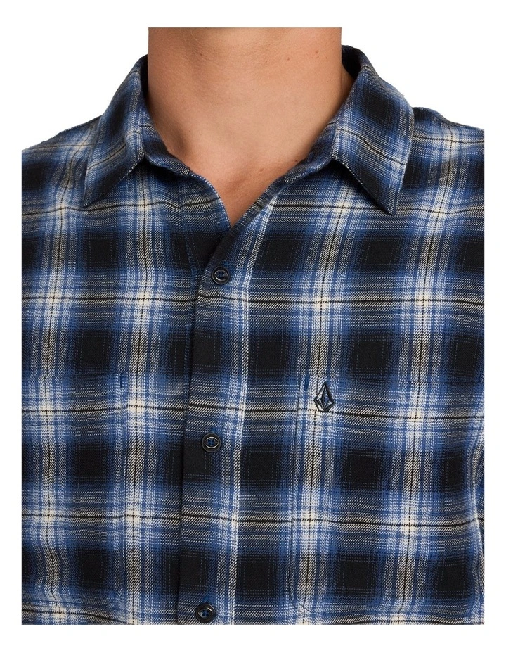 Psycho Flannel Long Sleeve T-Shirt in Light Navy image 4