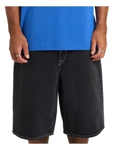 Chillow Denim Shorts In Asphalt Black