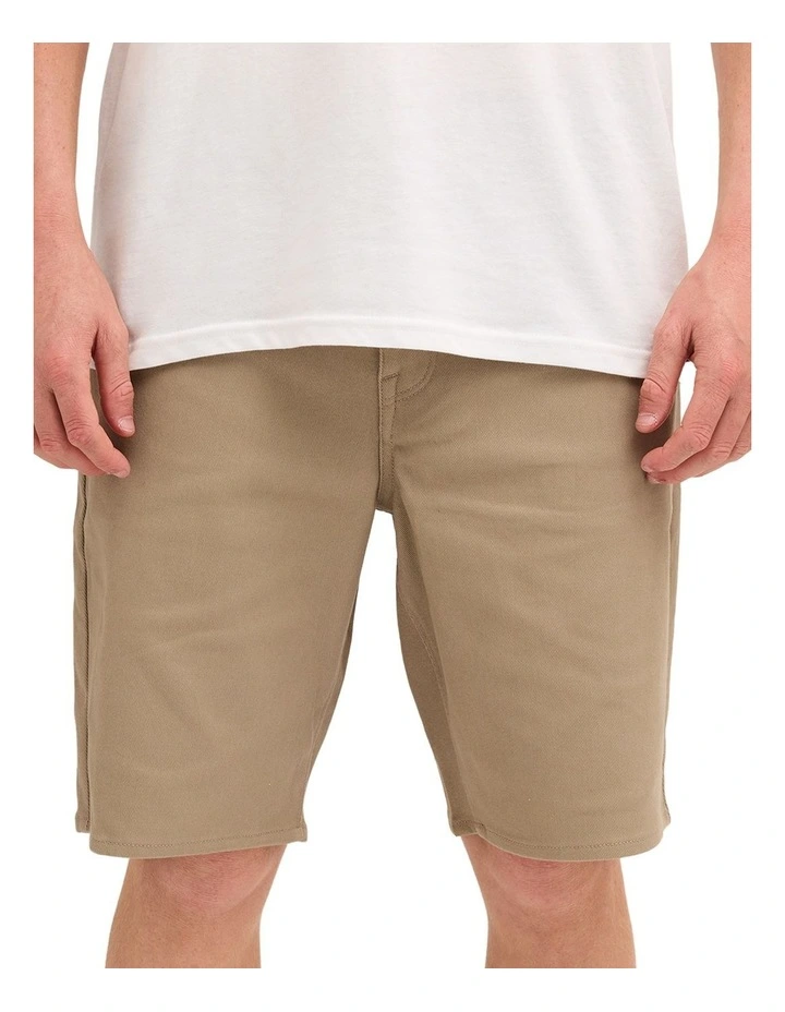 V Modown Twill Shorts In Khaki image 1