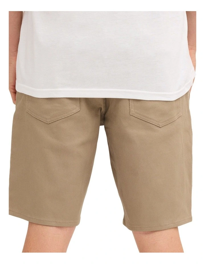 V Modown Twill Shorts In Khaki image 2