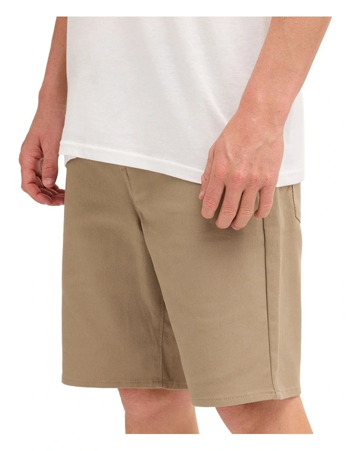 V Modown Twill Shorts In Khaki image 3