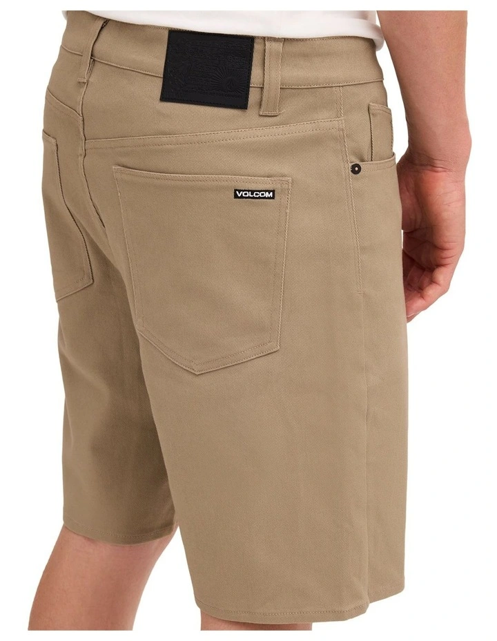 V Modown Twill Shorts In Khaki image 4