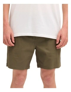 Lethal Stone Elastic Waist Shorts In Army Green Combo