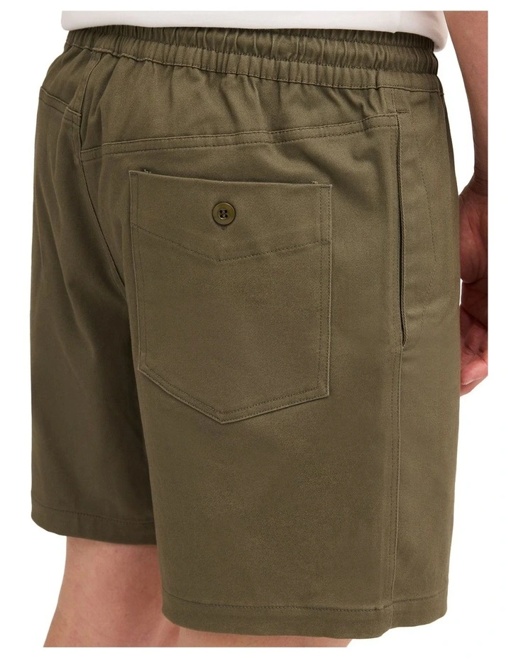 Lethal Stone Elastic Waist Shorts In Army Green Combo image 4