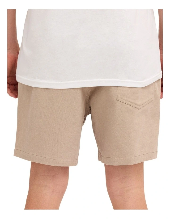 Lethal Stone Elastic Waist Shorts In Light Khaki image 2