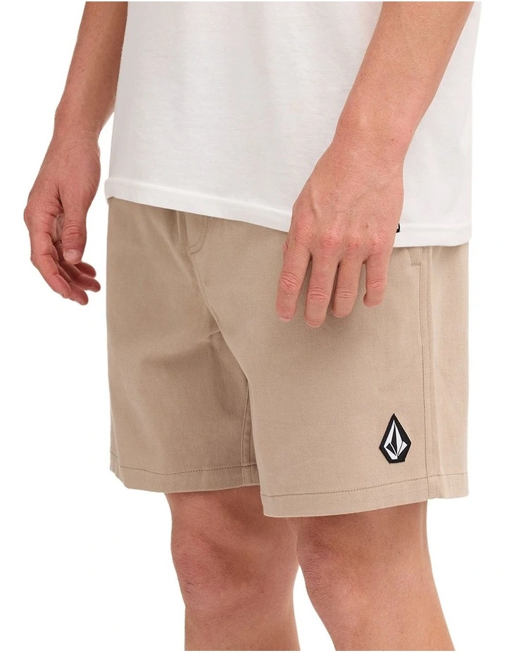 Lethal Stone Elastic Waist Shorts In Light Khaki image 3
