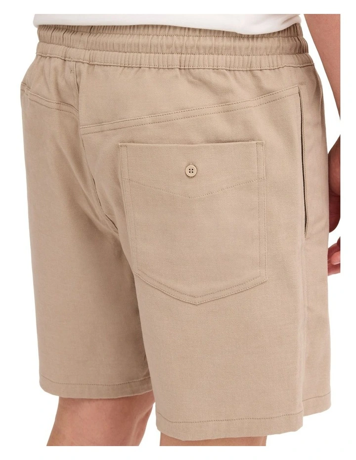 Lethal Stone Elastic Waist Shorts In Light Khaki image 4