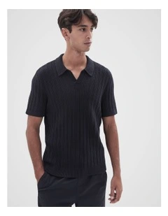 Vertical Stitch Knit Polo