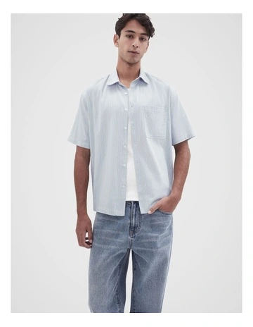 Stripe Oversized Fit Shirt in Blue