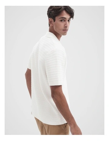 Ripple Stitch Button Thru in White