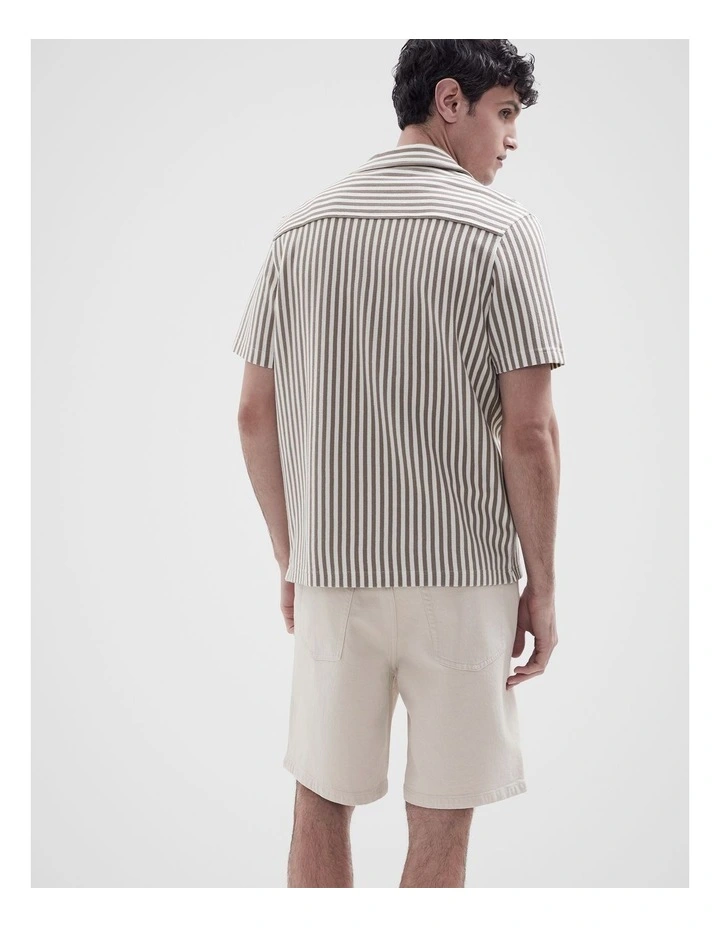 Stripe Textured Button Thru Shirt in Brown image 2