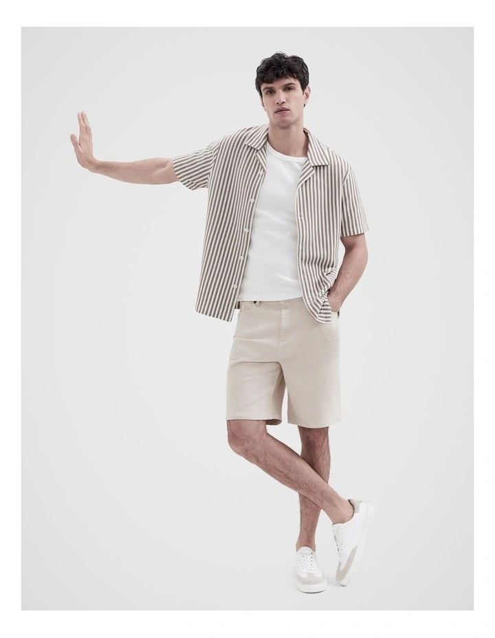 Stripe Textured Button Thru Shirt in Brown image 4