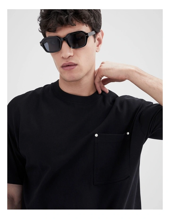 Pocket Oversized Fit T-shirt in Black image 3
