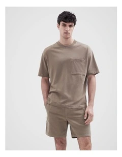 Pocket Oversized Fit T-shirt in Brown