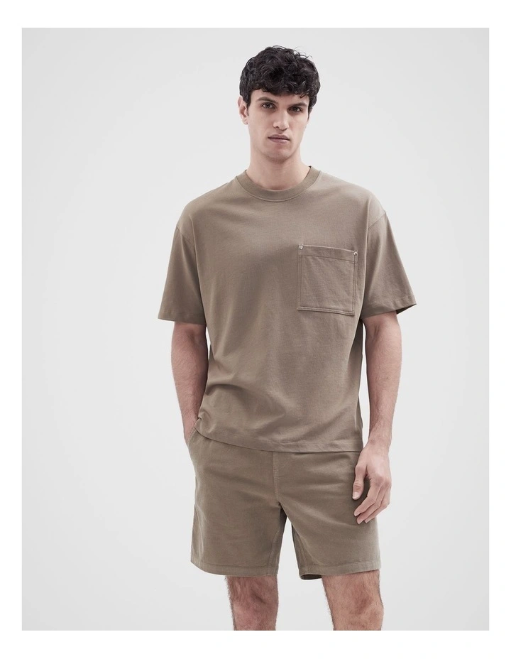 Pocket Oversized Fit T-shirt in Brown image 1