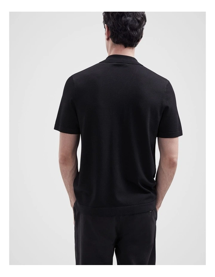 Luxe Knit Button Thru Shirt in Black image 2