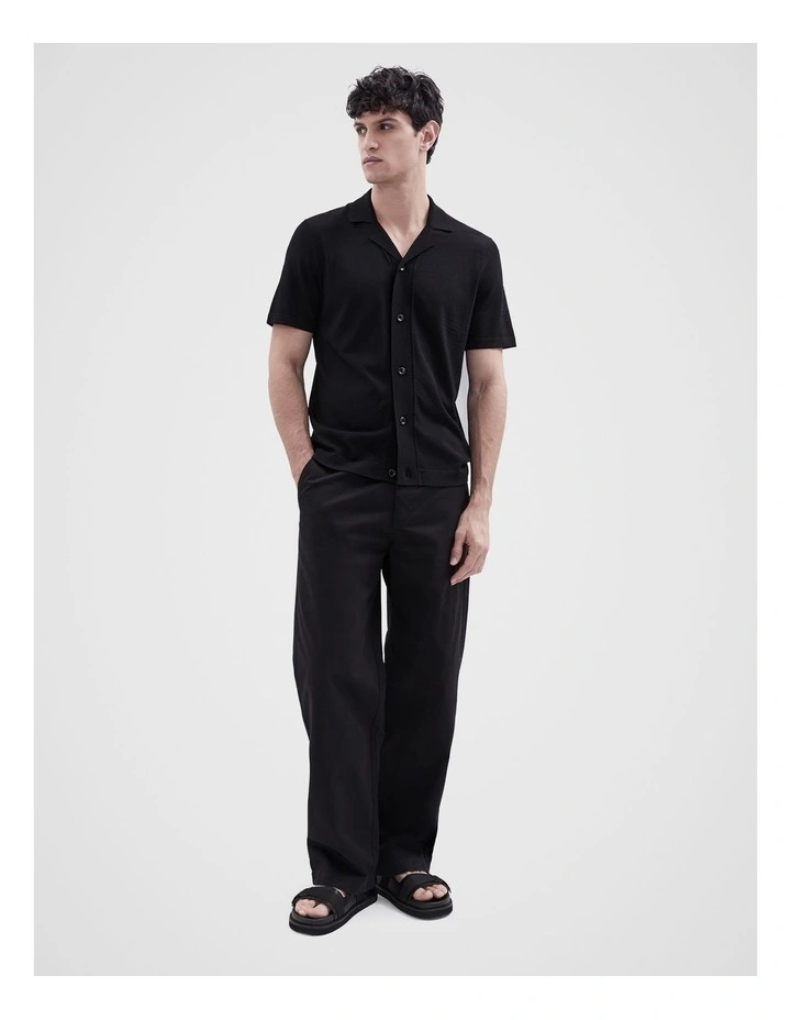 Luxe Knit Button Thru Shirt in Black image 5