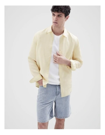 Linen Regular Fit Shirt in Yellow