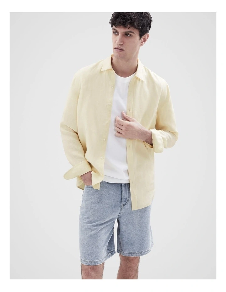 Linen Regular Fit Shirt in Yellow image 1