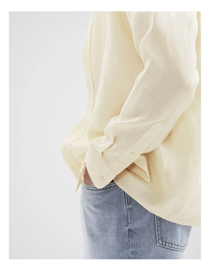 Linen Regular Fit Shirt in Yellow image 3