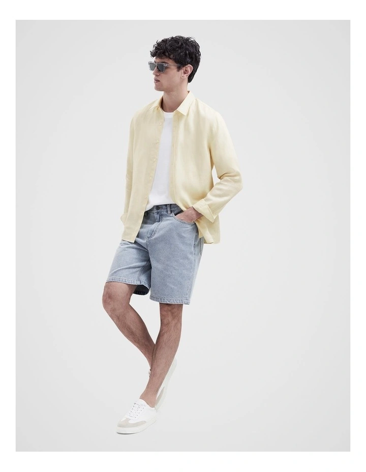 Linen Regular Fit Shirt in Yellow image 4