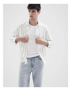 Stripe Seersucker Regular Fit Shirt in White