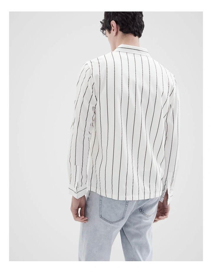 Stripe Seersucker Regular Fit Shirt in White image 2