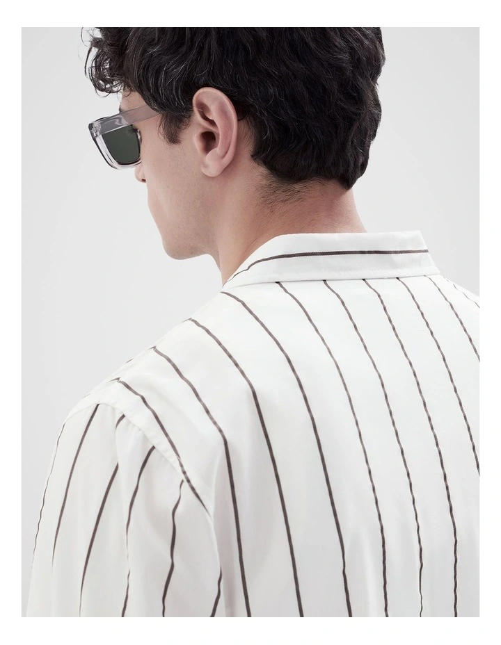 Stripe Seersucker Regular Fit Shirt in White image 3