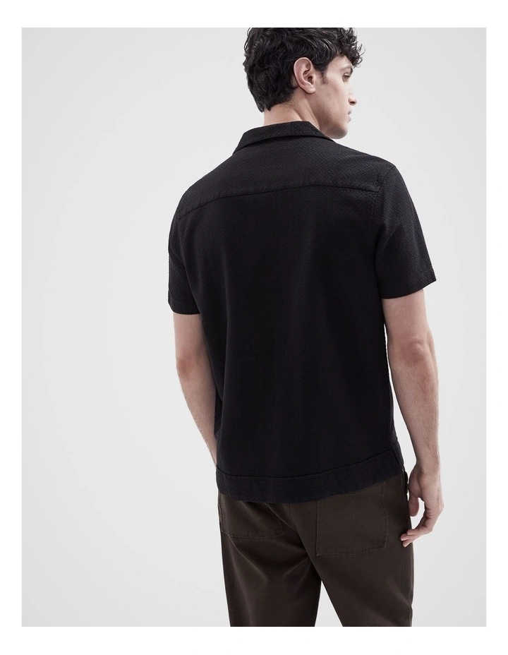 Jacquard Regular Fit Shirt in Black image 2