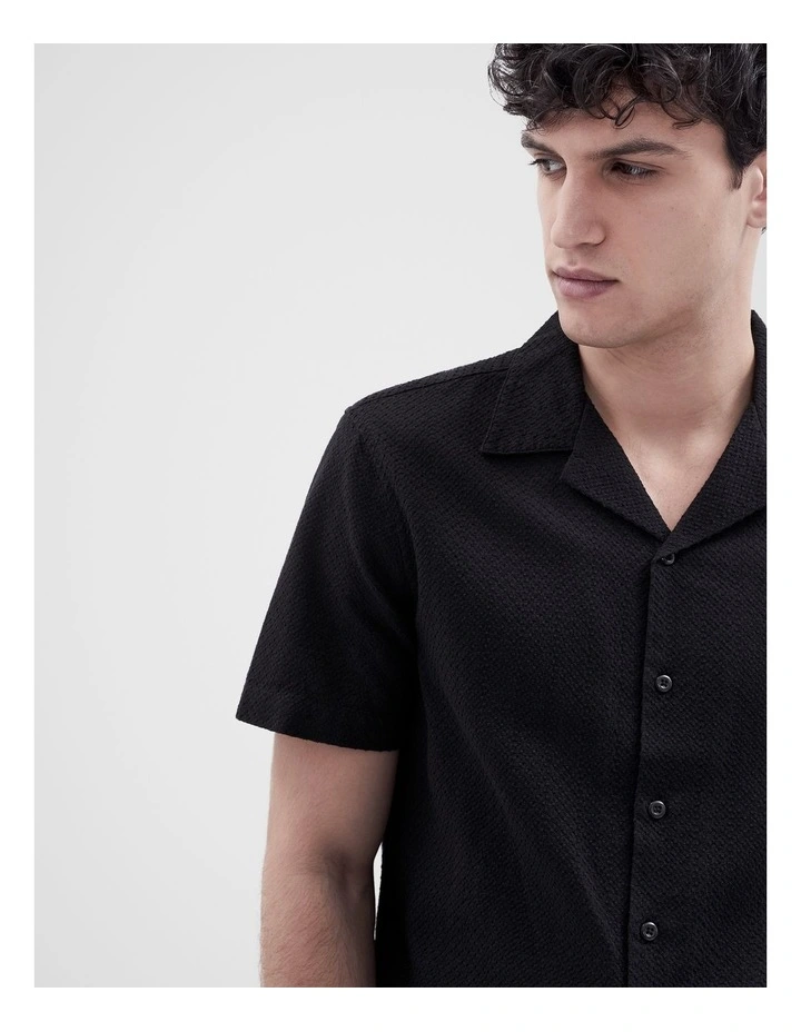 Jacquard Regular Fit Shirt in Black image 3