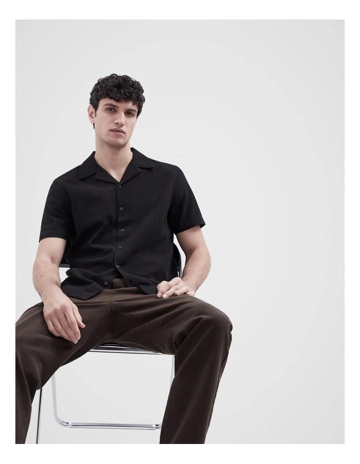 Jacquard Regular Fit Shirt in Black image 4