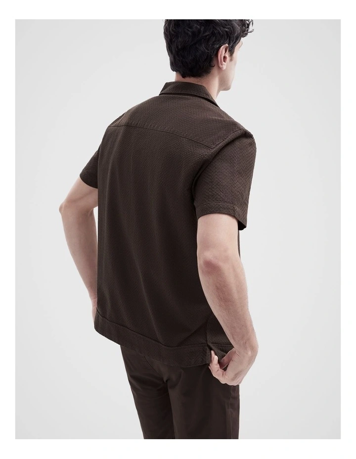 Jacquard Regular Fit Shirt in Brown image 2