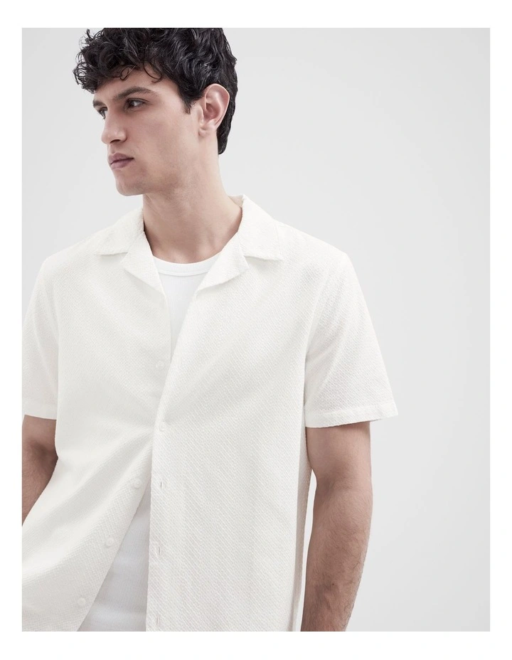 Jacquard Regular Fit Shirt in White image 3