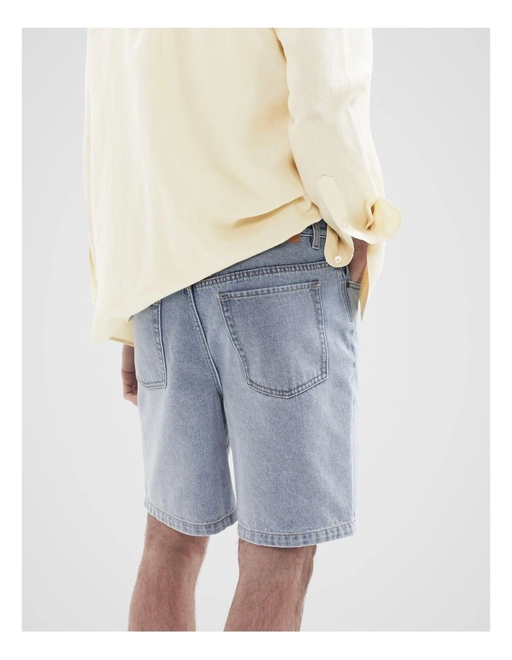 Loose Fit Denim Short in Blue image 2