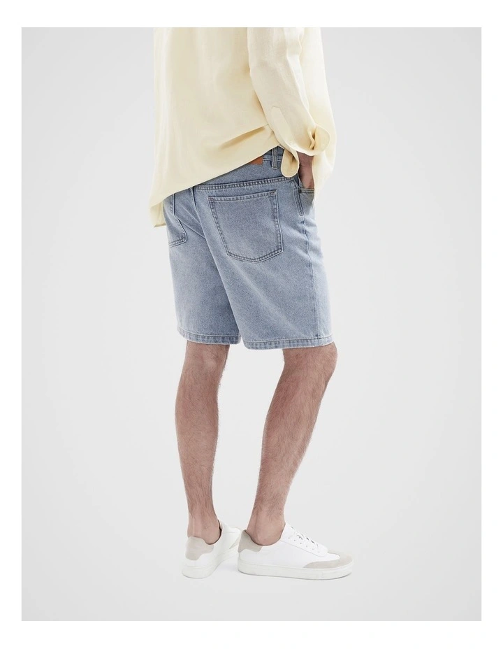 Loose Fit Denim Short in Blue image 4