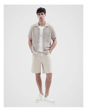 Loose Fit Denim Short in Beige