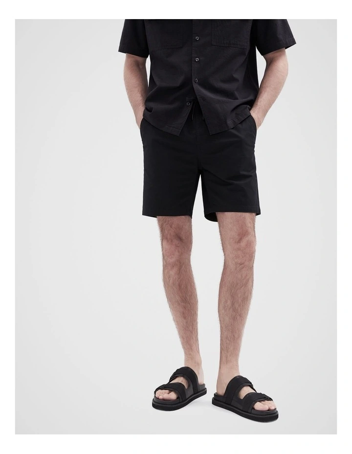 Cord Pull On Short in Black image 3