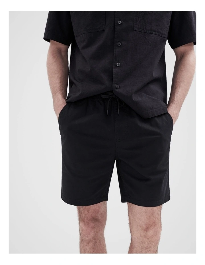 Cord Pull On Short in Black image 4